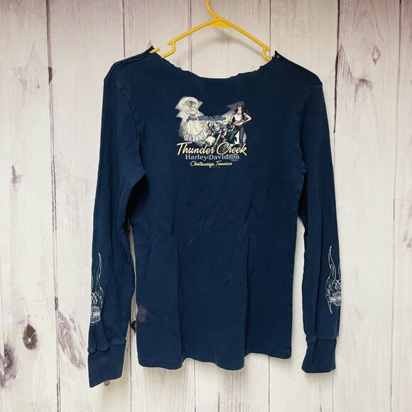 Harley Davidson Shirt Womens Medium Thunder Creek Chattanooga TN Blue - Picture 2 of 3